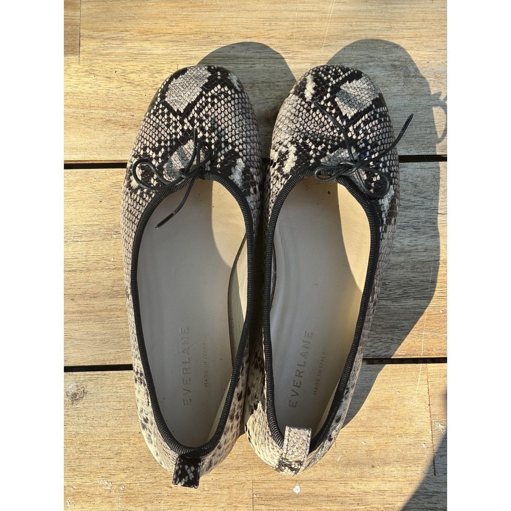 Everlane Shoes Womens Size 6.5 Python Print Ballet Flats Made in‎ Italy Snake - Picture 2 of 6